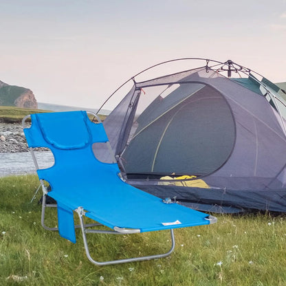 Outsunny Foldable Sun Lounger with Reading Hole 1
