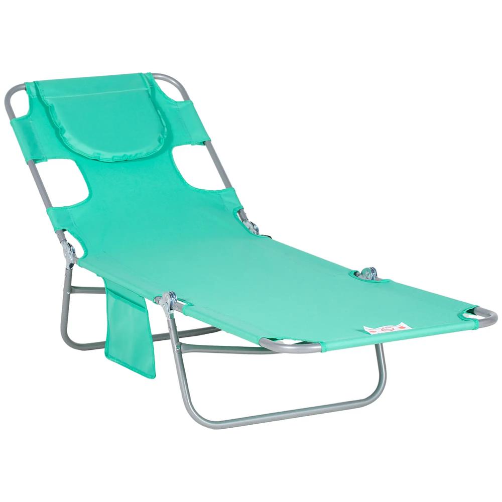 Outsunny Foldable Sun Lounger with Reading Hole 10