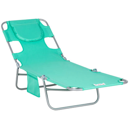 Outsunny Foldable Sun Lounger with Reading Hole 10