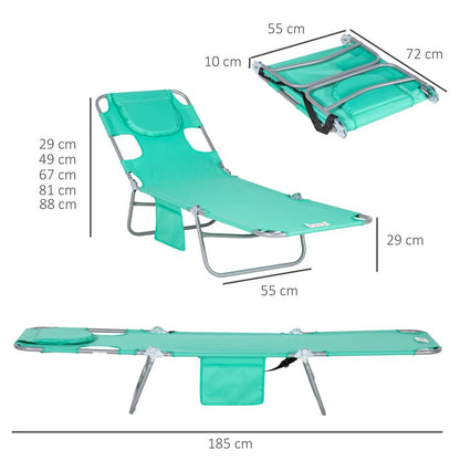 Outsunny Foldable Sun Lounger with Reading Hole 12