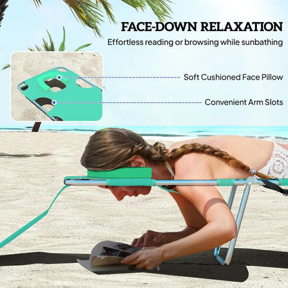 Outsunny Foldable Sun Lounger with Reading Hole 14