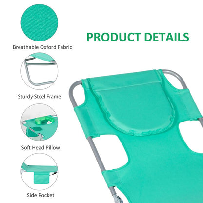 Outsunny Foldable Sun Lounger with Reading Hole 15