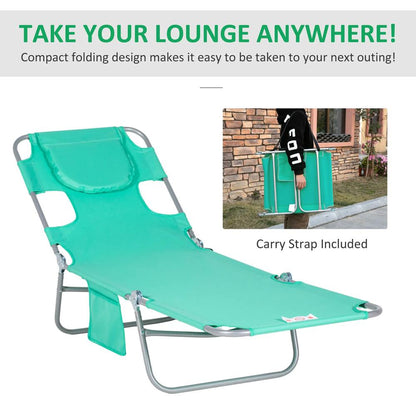 Outsunny Foldable Sun Lounger with Reading Hole 16