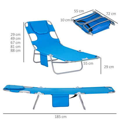 Outsunny Foldable Sun Lounger with Reading Hole 2