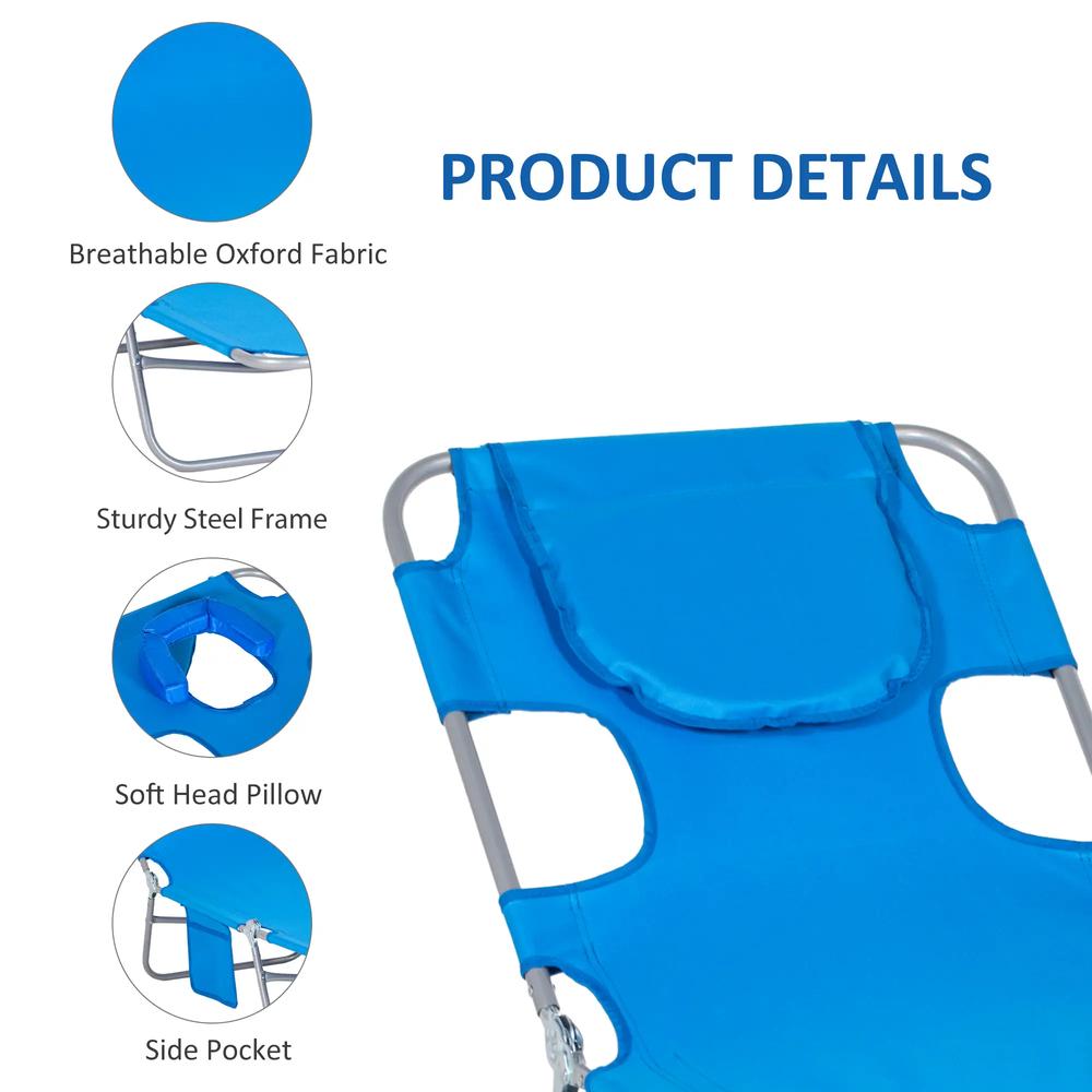 Outsunny Foldable Sun Lounger with Reading Hole 5