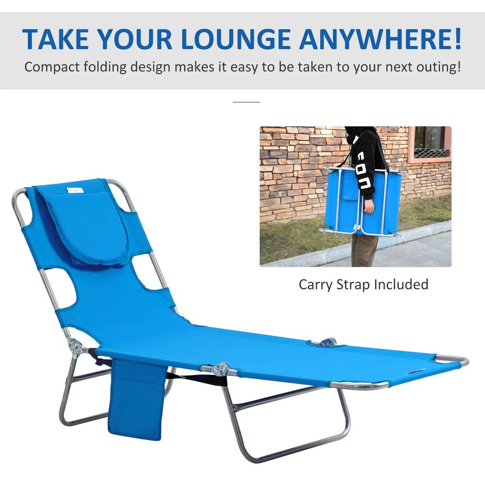 Outsunny Foldable Sun Lounger with Reading Hole 6