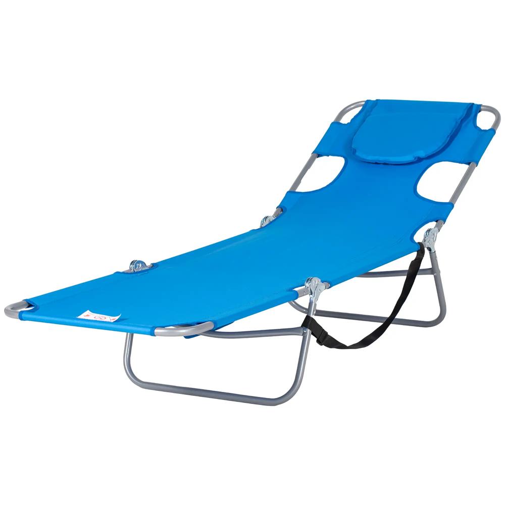 Outsunny Foldable Sun Lounger with Reading Hole 9