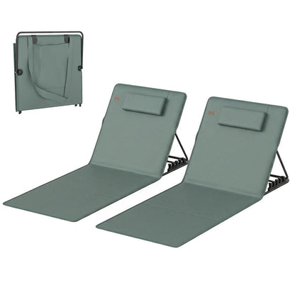 Outsunny Foldable Sun Loungers Set of 2, Portable Folding Beach Lounger with 4-level Adjustable Backrest, Grey 10