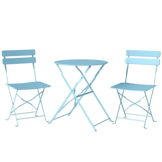 Outsunny Folding Garden Bistro Set, Outdoor Round Bistro Table and Chairs Set 2 with Electrophoresis Metal Frame 