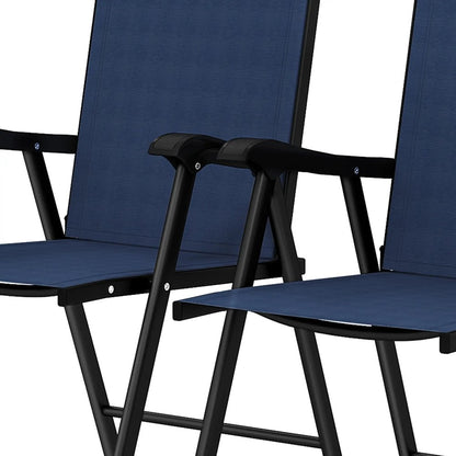 Outsunny Folding Garden Chairs Set of 4, Foldable Garden Dining Chairs with High Back, Armrests, Texteline Seat 10