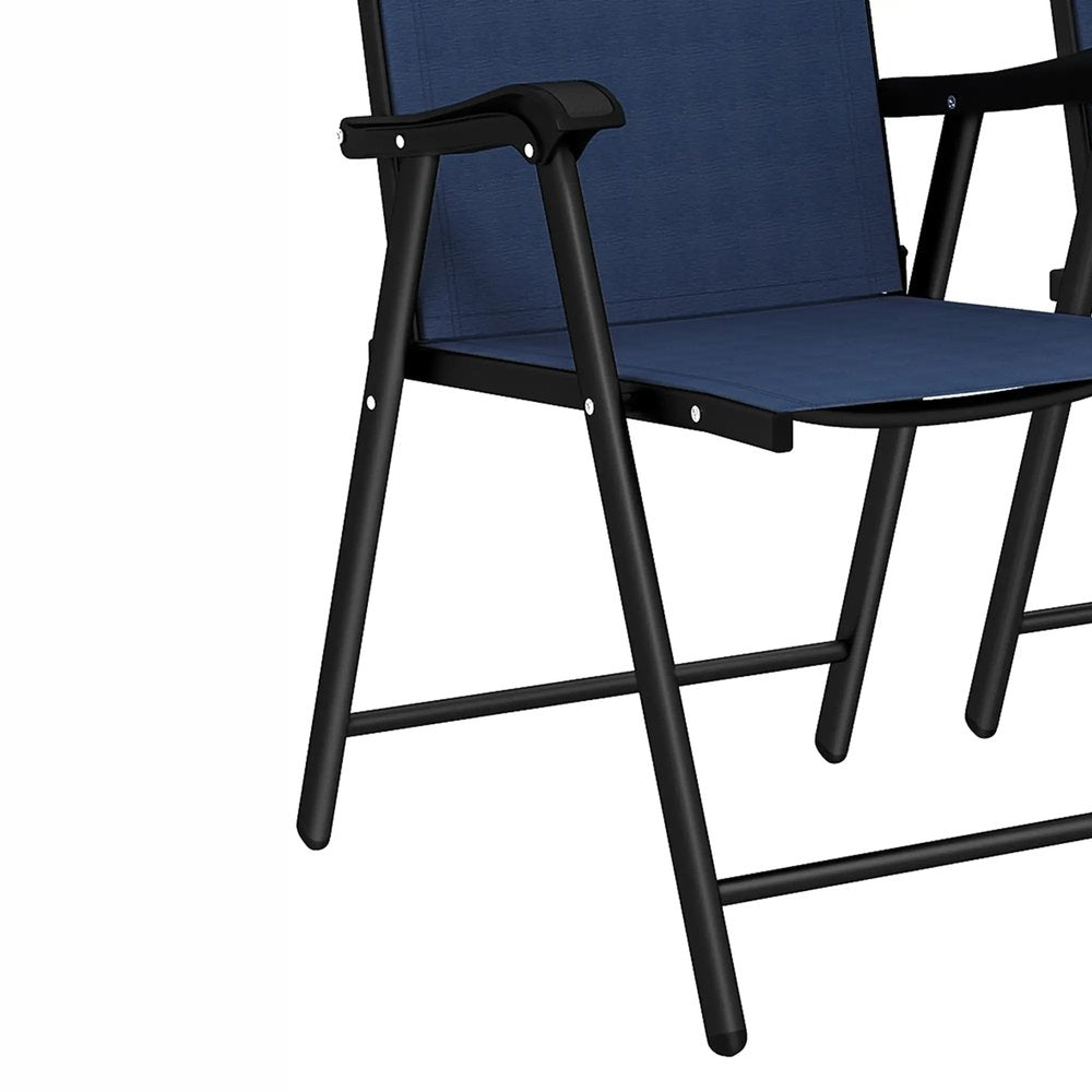 Outsunny Folding Garden Chairs Set of 4, Foldable Garden Dining Chairs with High Back, Armrests, Texteline Seat 11