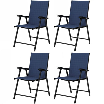 Outsunny Folding Garden Chairs Set of 4, Foldable Garden Dining Chairs with High Back, Armrests, Texteline Seat 14