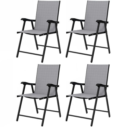 Outsunny Folding Garden Chairs Set of 4, Foldable Garden Dining Chairs with High Back, Armrests, Texteline Seat 25