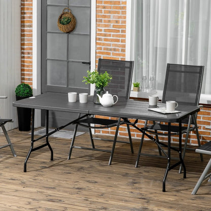 Outsunny Folding Garden Dining Table for 6, Rectangular Outdoor Dining Table with HDPE Tabletop, Foldable Garden Table with Steel Frame for Balcony, Porch, Charcoal Grey 1