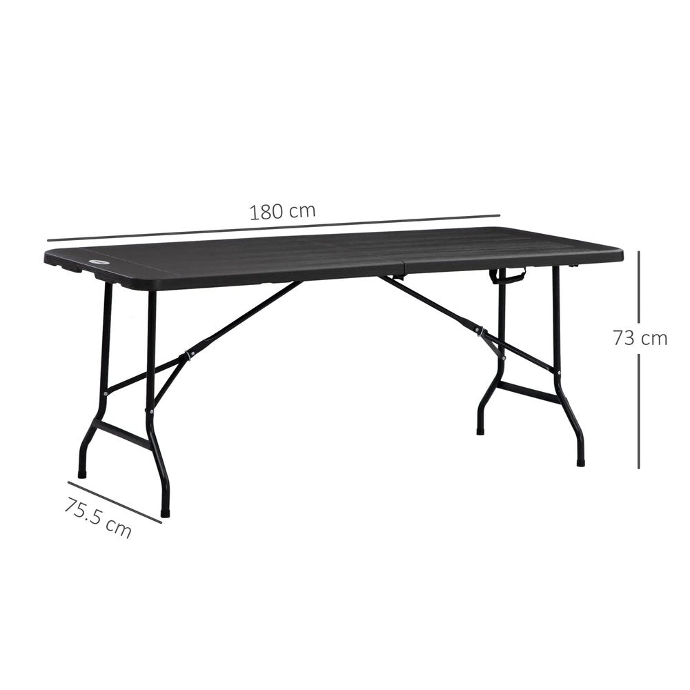 Outsunny Folding Garden Dining Table for 6, Rectangular Outdoor Dining Table with HDPE Tabletop, Foldable Garden Table with Steel Frame for Balcony, Porch, Charcoal Grey 2