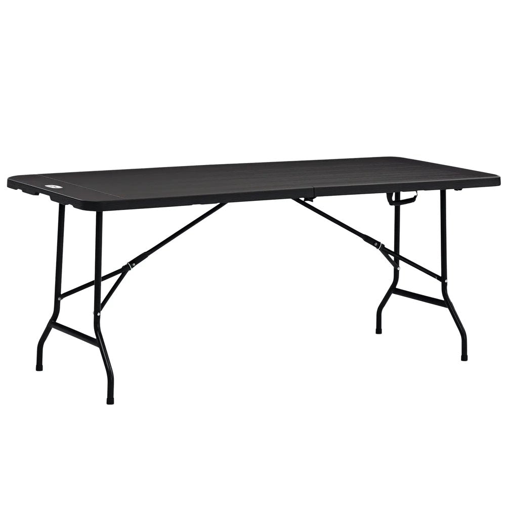 Outsunny Folding Garden Dining Table for 6, Rectangular Outdoor Dining Table with HDPE Tabletop, Foldable Garden Table with Steel Frame for Balcony, Porch, Charcoal Grey 9