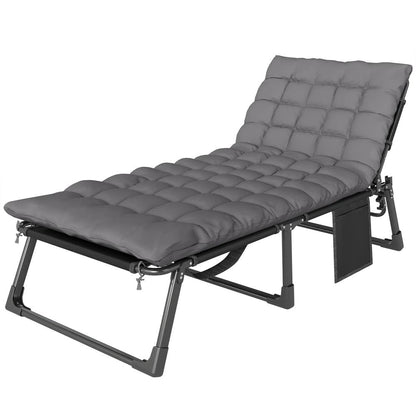 Outsunny Folding Sun Lounger for Garden, 5-Position Oversized Camping Bed Recliner with Cushions 