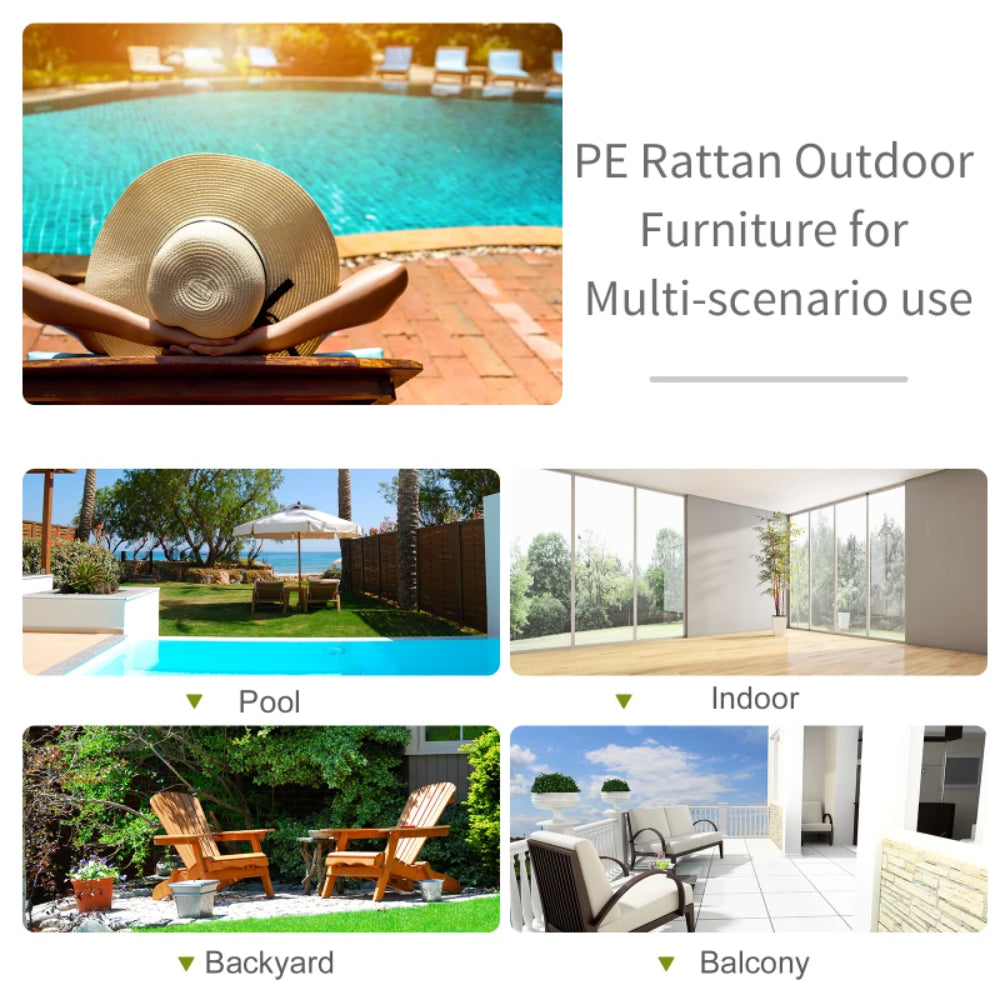 Outsunny Folding Sun Lounger, PE Rattan Garden Lounger Chair with Soft Padded Cushion, Ergonomic Curved Design Sun Bed for Balcony, Garden, Brown