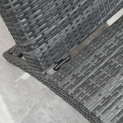 Outsunny Folding Sun Lounger, PE Rattan Garden Lounger Chair with Soft Padded Cushion, Ergonomic Curved Design Sun Bed for Balcony, Garden, Grey