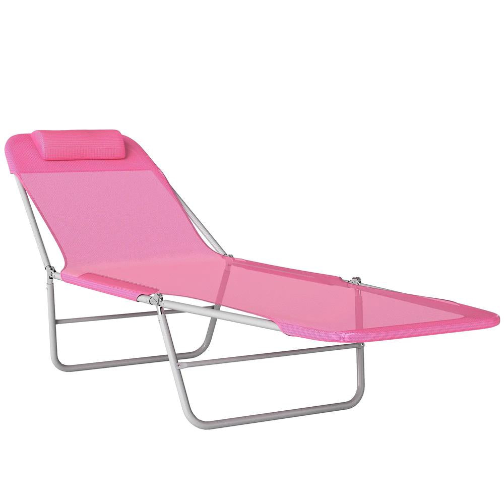 Outsunny Folding Sun Lounger with Head Pillow 10