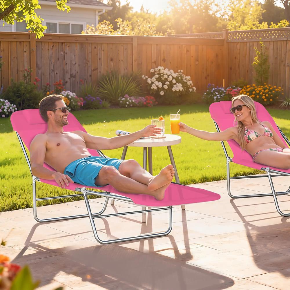 Outsunny Folding Sun Lounger with Head Pillow 11