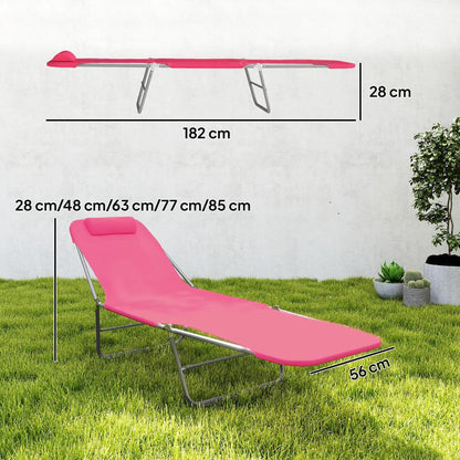 Outsunny Folding Sun Lounger with Head Pillow 12