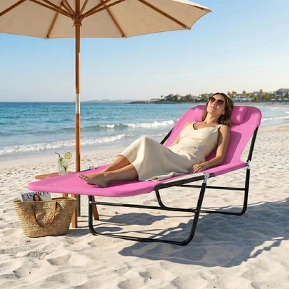 Outsunny Folding Sun Lounger with Head Pillow 18