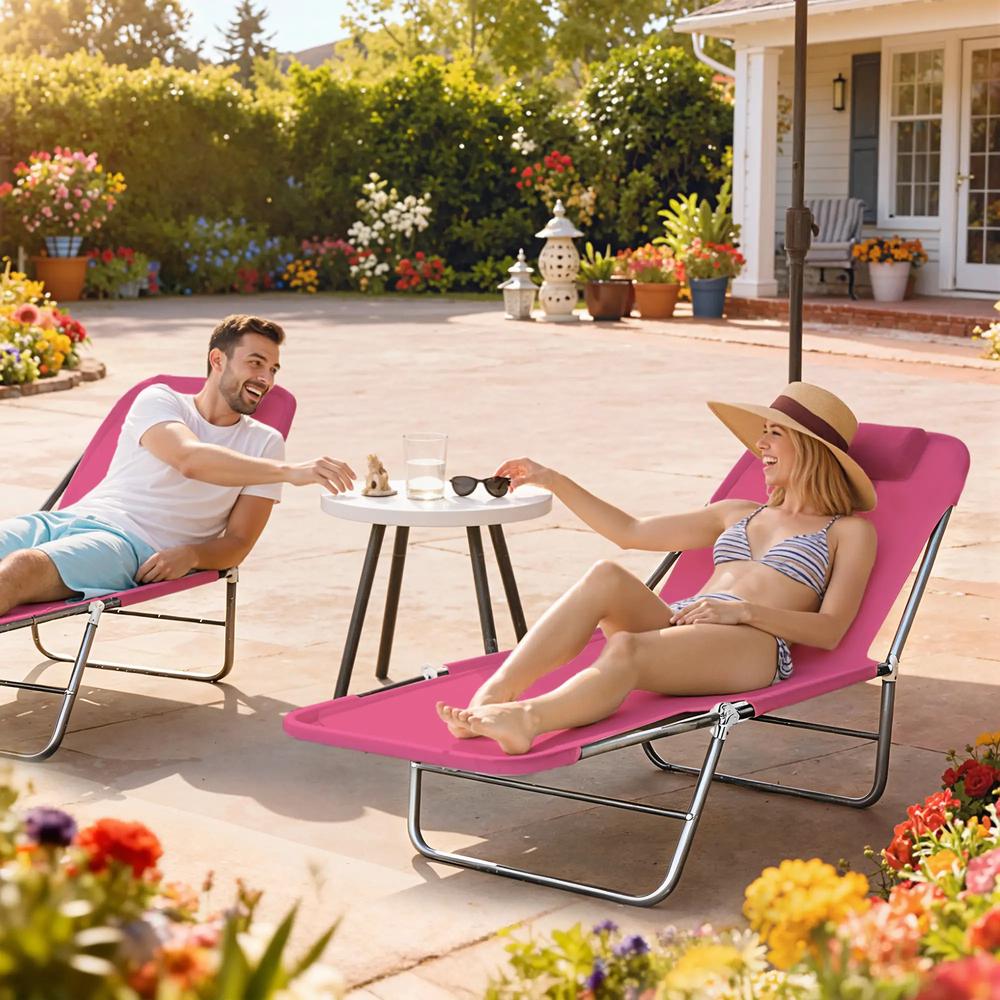 Outsunny Folding Sun Lounger with Head Pillow 19