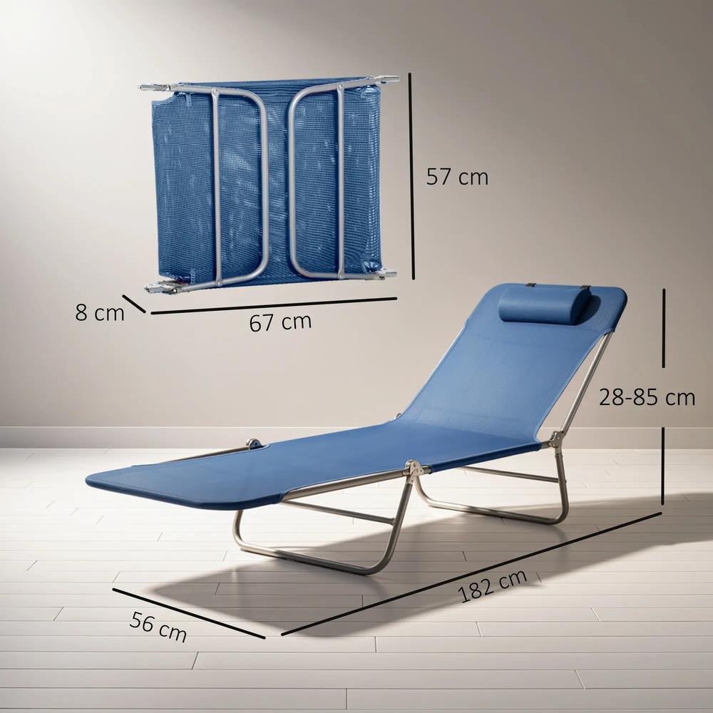 Outsunny Folding Sun Lounger with Head Pillow 2