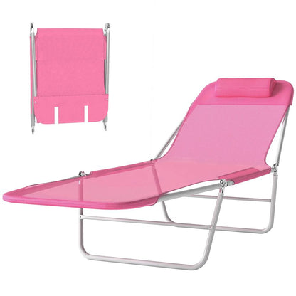 Outsunny Folding Sun Lounger with Head Pillow 20