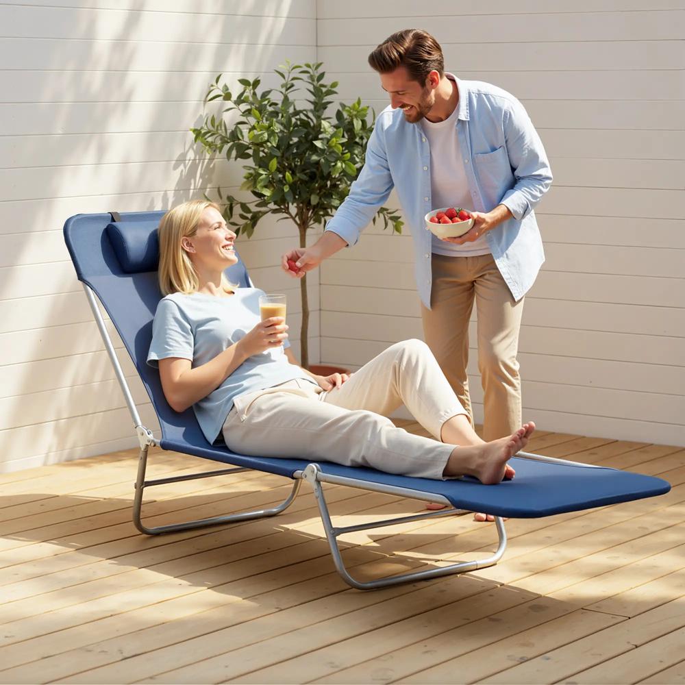 Outsunny Folding Sun Lounger with Head Pillow 6