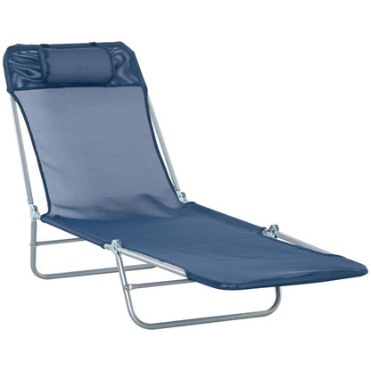 Outsunny Folding Sun Lounger with Head Pillow 