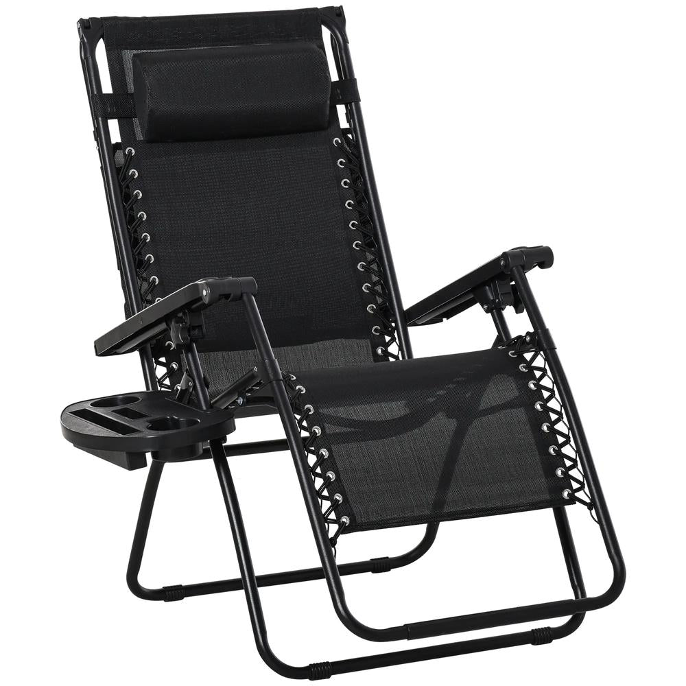 Outsunny Folding Zero Gravity Sun Lounger, with Sun Canopy - Black 9