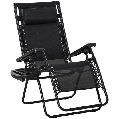 Outsunny Folding Zero Gravity Sun Lounger, with Sun Canopy - Black 9
