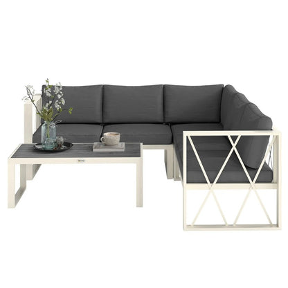 Outsunny Four-Piece L Shaped Garden Furniture Set with 5-Level Adjustable Lounger - Grey 11