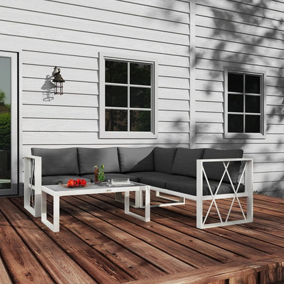 Outsunny Four-Piece L Shaped Garden Furniture Set with 5-Level Adjustable Lounger - Grey 9