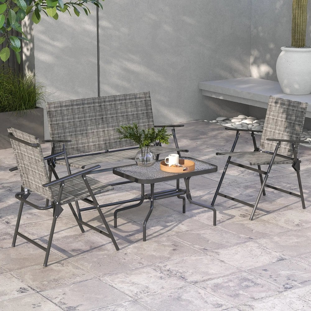Outsunny Four-Piece Metal Garden Sofa Set 12