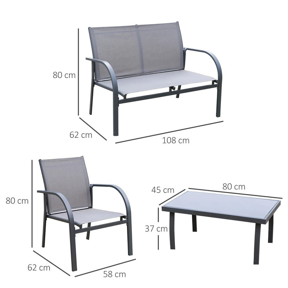 Outsunny Four-Piece Minimal Garden Patio Set - Grey 2