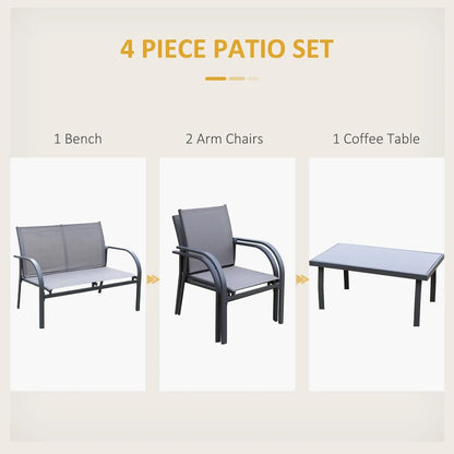 Outsunny Four-Piece Minimal Garden Patio Set - Grey 3