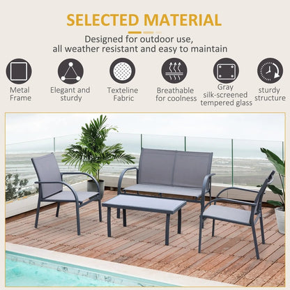 Outsunny Four-Piece Minimal Garden Patio Set - Grey 5