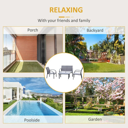 Outsunny Four-Piece Minimal Garden Patio Set - Grey 6