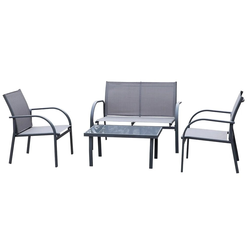 Outsunny Four-Piece Minimal Garden Patio Set - Grey 