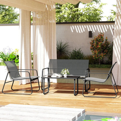 Outsunny Four-Piece Minimalistic Garden Sofa Set 12