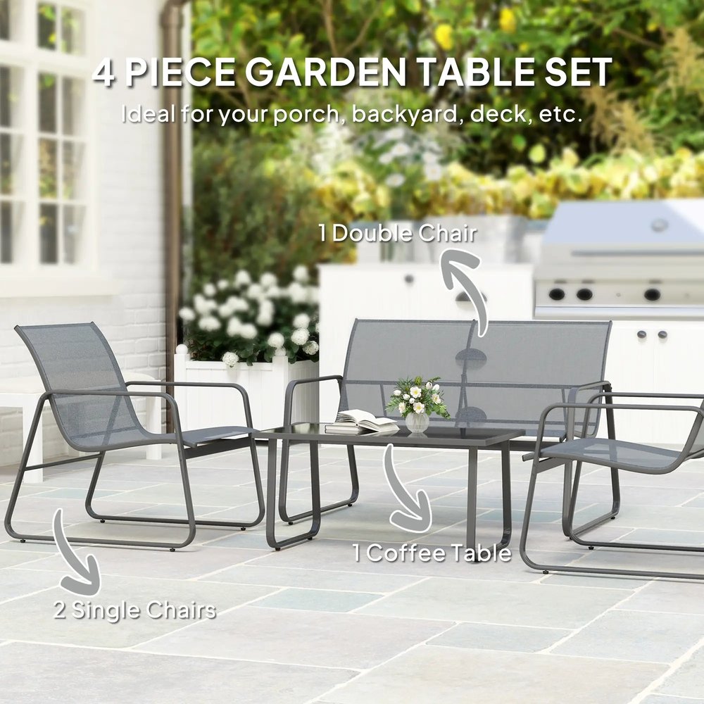 Outsunny Four-Piece Minimalistic Garden Sofa Set 14