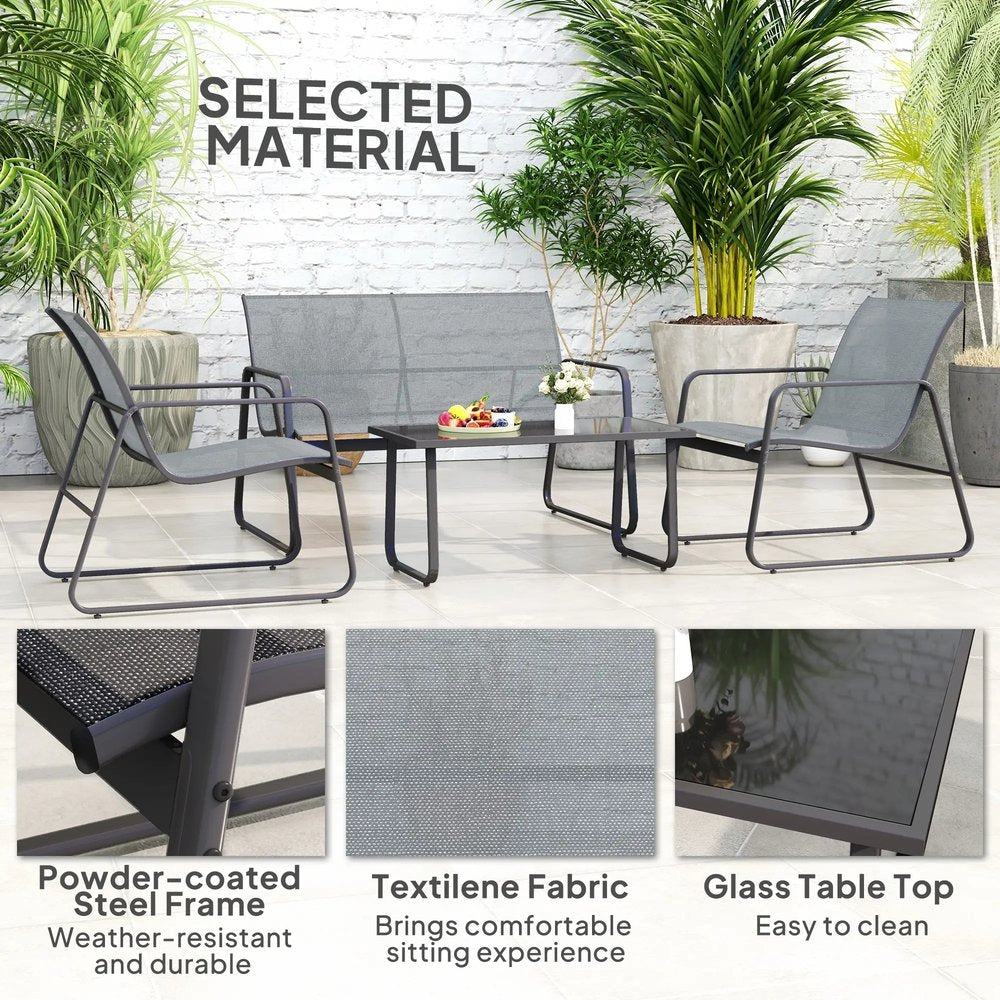 Outsunny Four-Piece Minimalistic Garden Sofa Set 15