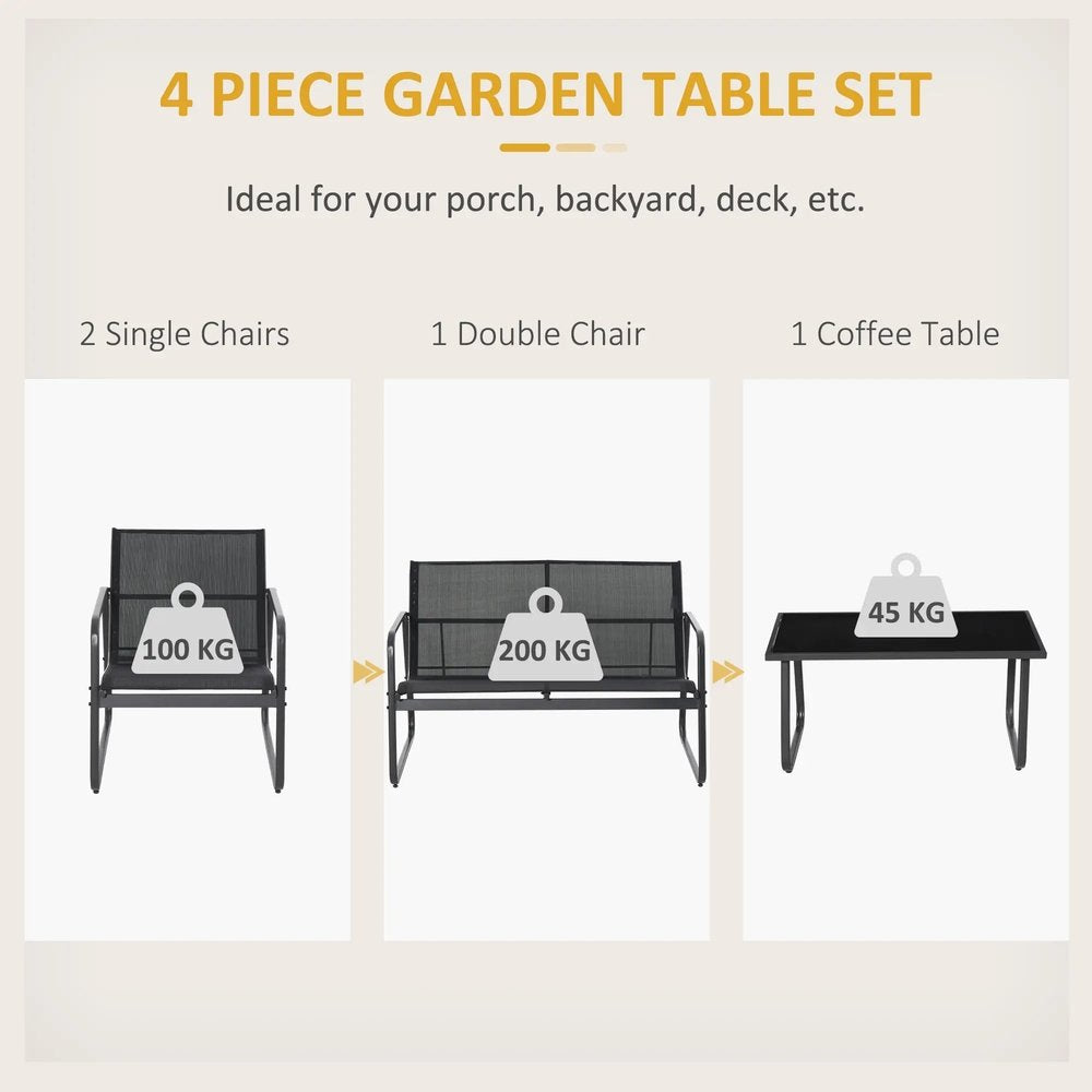 Outsunny Four-Piece Minimalistic Garden Sofa Set 3