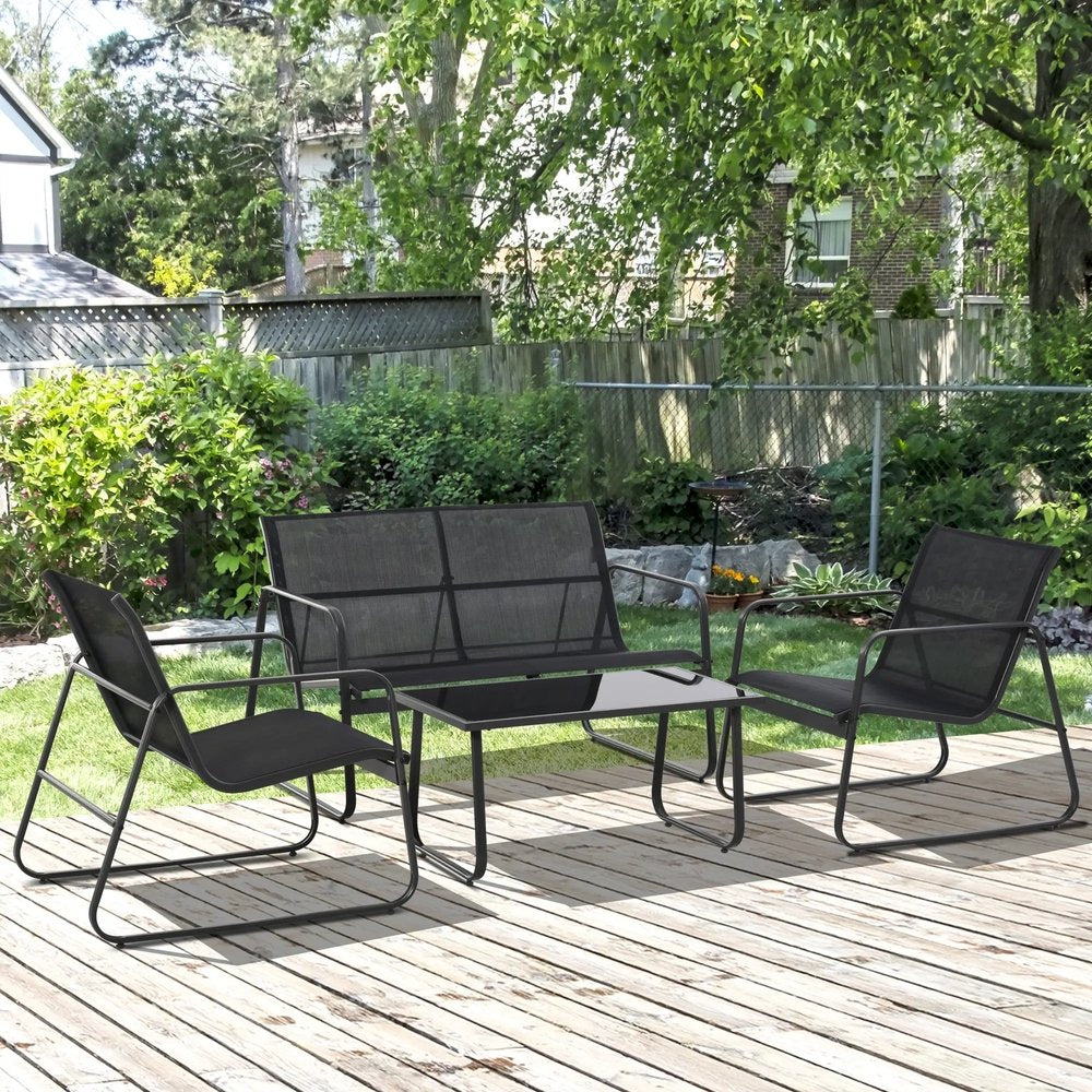 Outsunny Four-Piece Minimalistic Garden Sofa Set 9