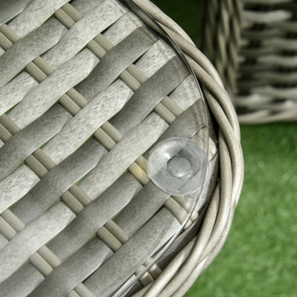 Outsunny Four-Piece Rattan Set, with Glass-Top Table