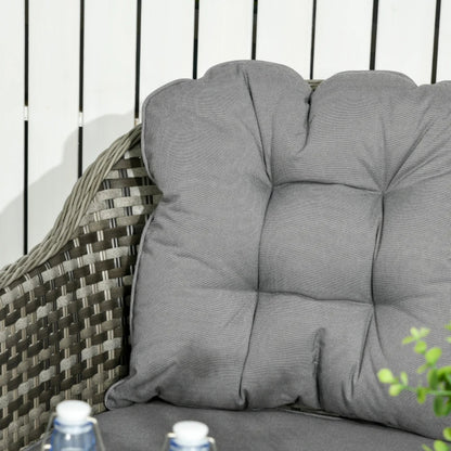 Outsunny Four-Piece Rattan Set, with Glass-Top Table