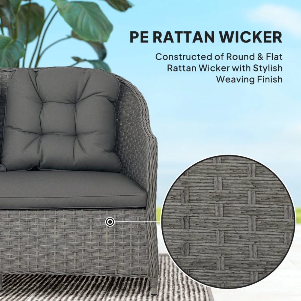 Outsunny Four-Piece Rattan Set, with Glass-Top Table